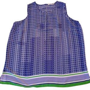 Violet & Claire Womens Blue Print Sleeveless Lightweight Blouse Plus Size